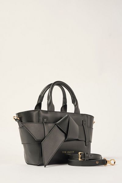Ted Baker Black Plain Skin Iconic Bow Handbag 9048