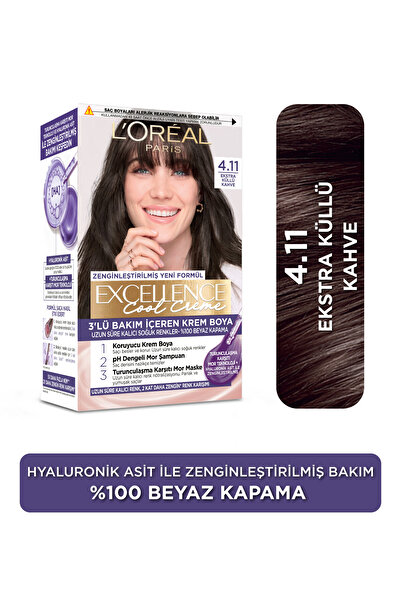 L'Oreal Paris Excellence Cool Creme Saç Boyası – 4.11 Ekstra Küllü Kahve