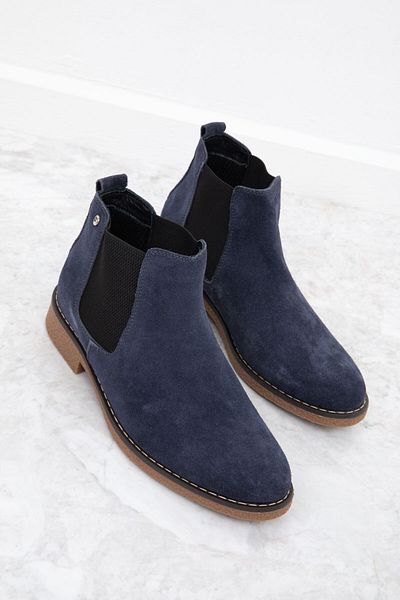 SOHO Ανδρικές μπότες από γνήσιο δέρμα Navy Blue Suede - 19938