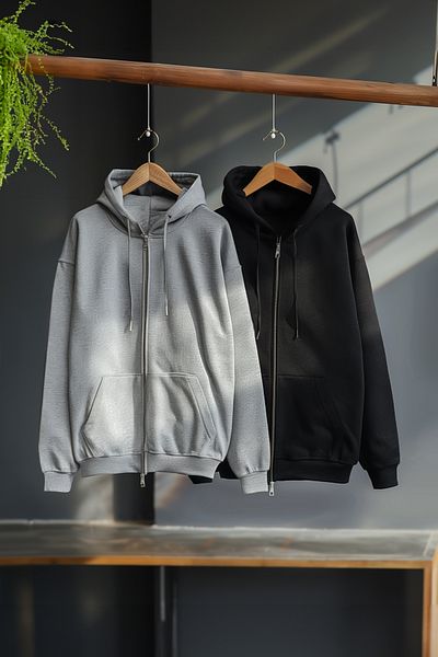 Trendyol Collection Φούτερ 2 συσκευασιών Black and Snow Melange Fleece - Κανονική εφαρμογή TMNAW25SW00204