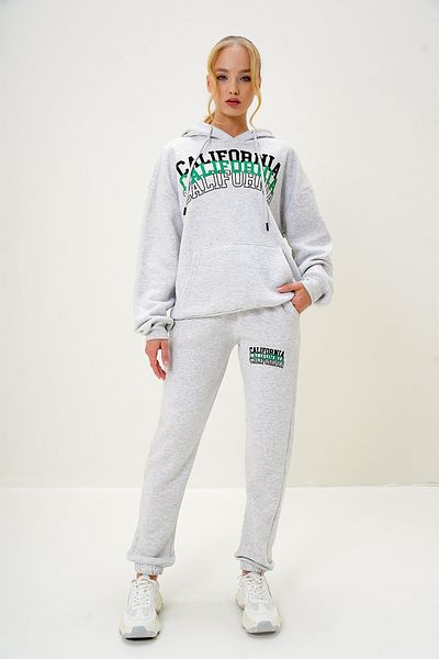Trend Alaçatı Stili Grimelange Kapuzen-Känguru-Taschen-Sweatshirt und elastisches Bein-Trainingsanzug-Set – ALC-X13096