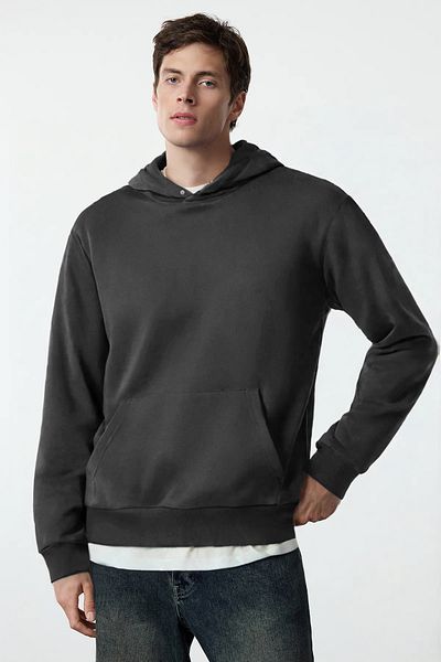 Trendyol Collection Anthracite Oversize/Wide Cut Snap Detailed Basic Hooded Sweatshirt Tmnaw25Sw00109