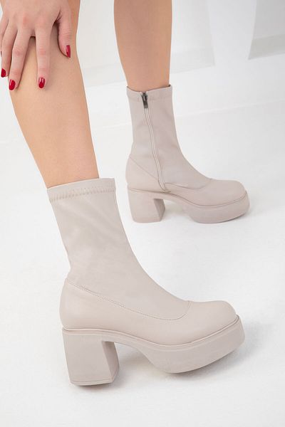 SOHO Μπεζ Γυναικείες Μπότες 19954 - Bootie Model
