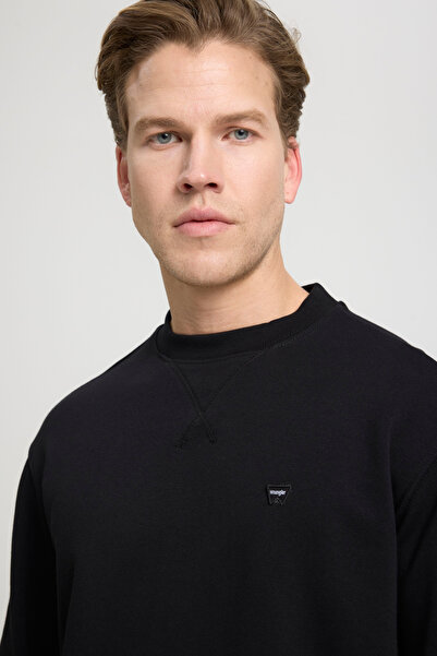 WRANGLER Regular Fit Normal Kesim Bisiklet Yaka %100 Pamuk Erkek Siyah Sweatshirt