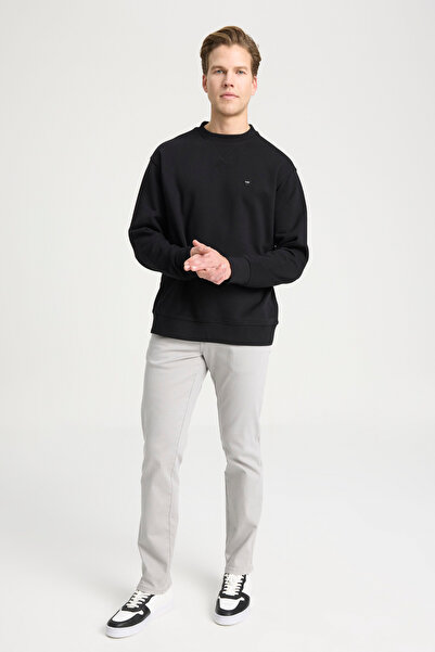 WRANGLER Regular Fit Normal Kesim Bisiklet Yaka %100 Pamuk Erkek Siyah Sweatshirt