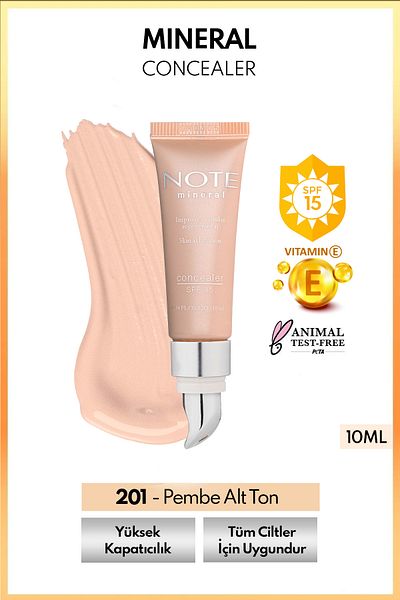 NOTE خافي عيوب معدني بعامل حماية من الشمس SPF 15، خافي عيوب تحت العين برأس معدني - 201 مفتوح