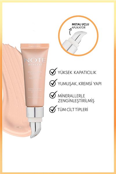 NOTE خافي عيوب معدني بعامل حماية من الشمس SPF 15، خافي عيوب تحت العين برأس معدني - 201 مفتوح