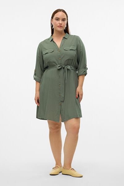 Veromoda Curve VMBUMPY L/S SHIRT DRESS WVN GA NOOS CUR