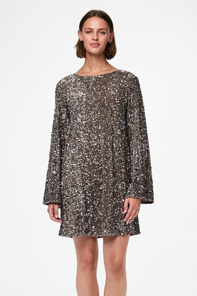 PIECES Pckam Ls - Jrs Bc Sukienka z głębokim tyłem i kokardą