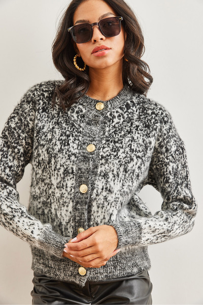 Olalook Kadın Siyah Yumuşak Dokulu Degrede Kalın Hırka HRK-19000274