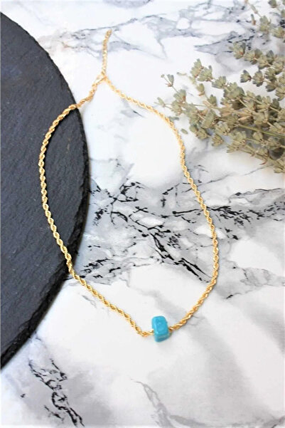 X-Lady Accessories Kadın Gold Kaplama Hasır Zincir Bodrum Taşlı Kolye