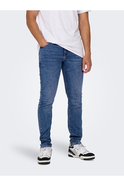 Only & Sons High Waist Men's Skinny Denim Trousers - Onsloom Slim M. Blue 22026756