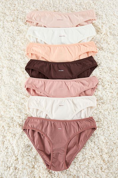 Trendyol Collection Slip tricotat clasic cu slogan din bumbac, multicolor, pachet de 7 THMAW25KU00030
