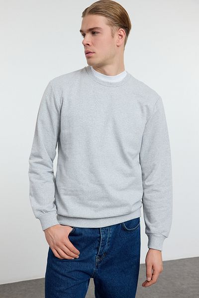 Trendyol Collection Φούτερ Gray Melange Basic - Regular Cut TMNAW21SW1208