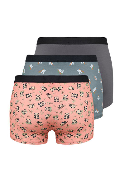 Trendyol Collection 3 Pack Patterned Plain Cotton Boxers - Tmnaw25Bx00009