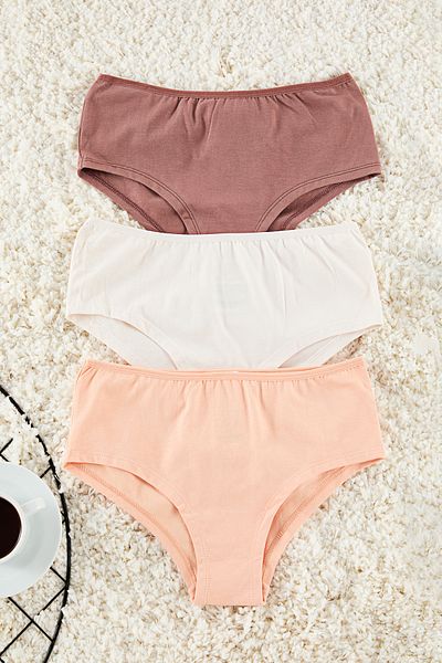 Trendyol Collection Έγχρωμο βαμβακερό σλιπ Hipster 3 συσκευασιών - Καφέ, THMAW25KU00032