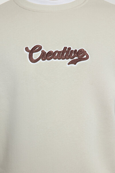 Trendyol Collection Φούτερ με φλις κεντημένο oversize - TMNAW25SW00087