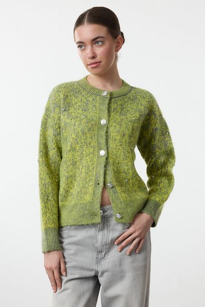 Trendyol Collection Patterned Gray Soft Knitwear Cardigan - Twoaw25Hi00185