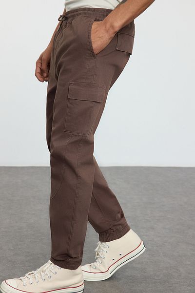 Trendyol Collection Khaki Gabardine Jogger Pants - Stitching Detail and Waist Tie Tmnaw25Pl00009