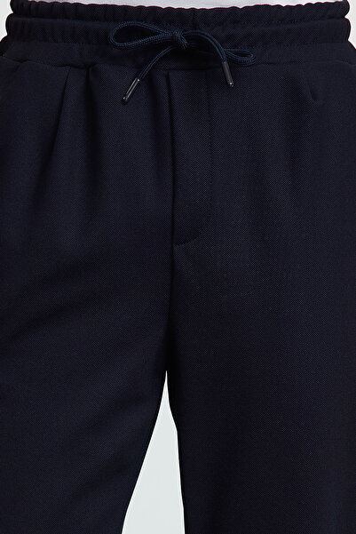 Trendyol Collection Námořnická modř Slim Fit pletené pohodlné kalhoty - elastický pas, zavázáno Tmnaw25Pl00023