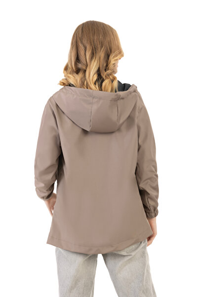 Montland Women's Mink Lined Waterproof and Wind Resistant Hooded Raincoat with Inner Pocket - Windbreaker