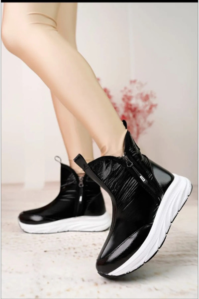 MİYA Kadın Parlak Paraşüt Kumaş Fermuarlı Su İtici Spor Kar Botu