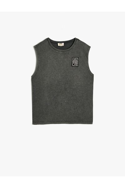 Koton Basic-Tanktop aus Baumwolle mit Rundhalsausschnitt und Applikationen
