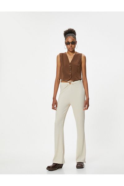 Koton Slim Fit Trousers with Metal Accessories - Lacing Detail