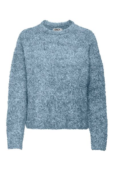 ONLY Pulover de lână tricotat cu mâneci lungi cu model albastru - decolteu O, Onlcırola 15331235