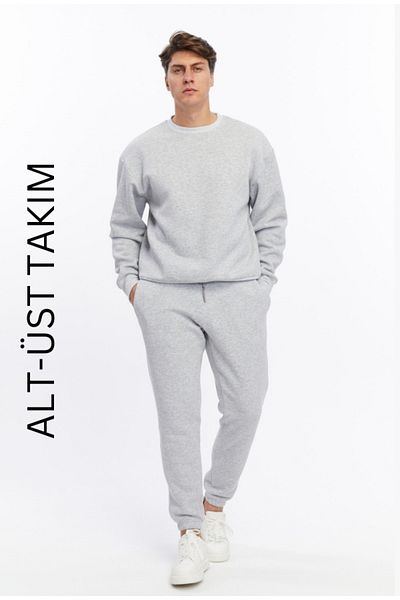 SİETE Winter Oversize Sweatpants and Sweatshirt Set - Adjustable Leg, 3 Thread