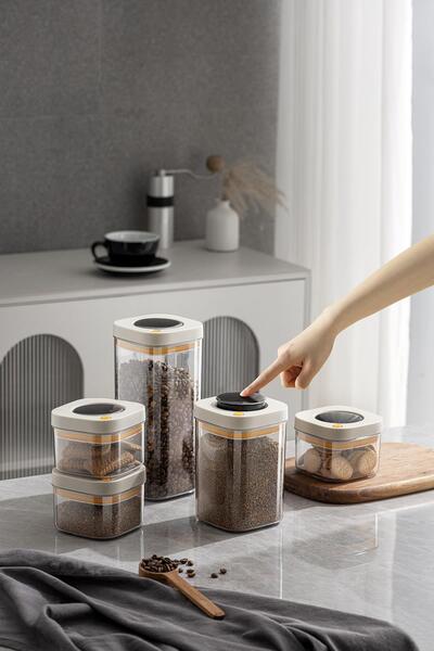 M'art Home Pinmoo Kilitli Vakum Saklama Kabı Bej 380-1100-1800