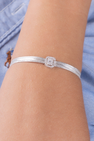 Black Sea Port Baget Model 3 Sıra Trabzon Hasırı Örme Gümüş Bileklik Bilezik