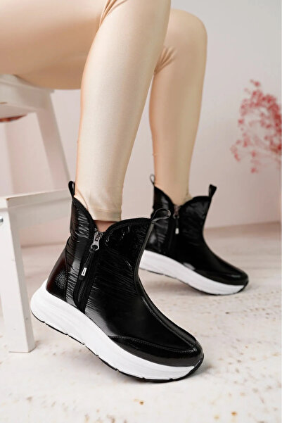 MİYA Kadın Parlak Paraşüt Kumaş Fermuarlı Su İtici Spor Kar Botu