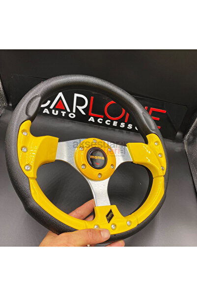 carlone Momo Spor Direksiyon 32cm Sarı Göbek Detaylı- Yarış Spor Direksiyonu