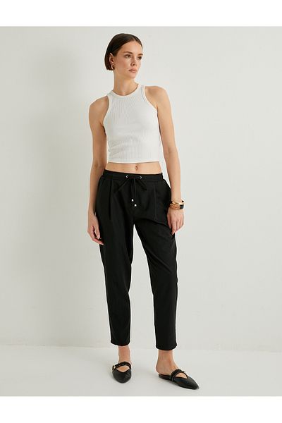 Koton Parachute Trousers Carrot Cut Lace-up Waist Pocket Detail