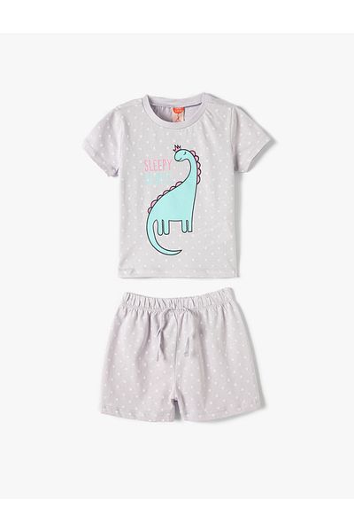 Koton 2er-Set Shorts T-Shirt Baumwolle mit Dinosaurier-Print