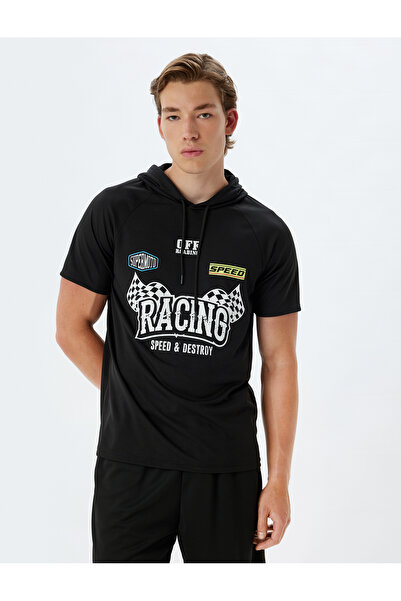 Koton Αθλητικό μπλουζάκι Oversize Hooded Slogan - κοντομάνικο