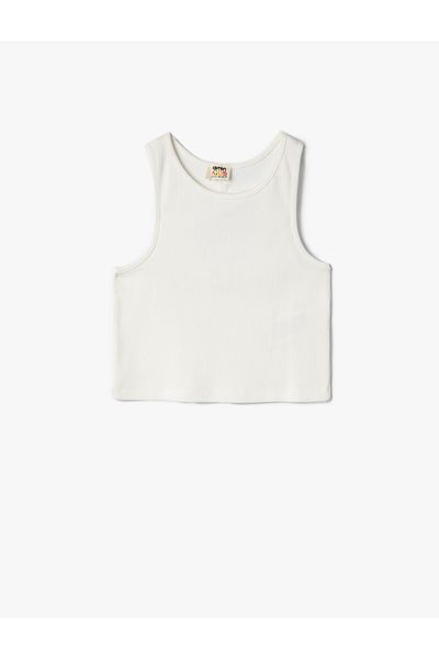 Koton Crop Tank Top Sleeveless Loose Textured Cotton