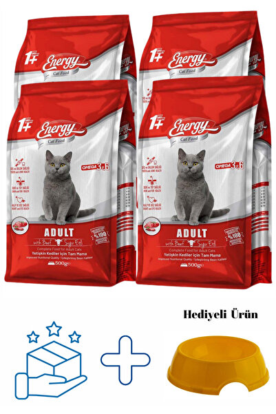 Energy Sığır Etli Yetişkin Kedi Maması 4 Adet 500 G