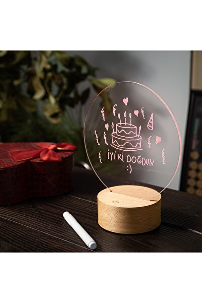 BY-LAMP Kalemli Yazılabilir 7 Renk Işıklı LED Mesaj Panosu Gece Lambası