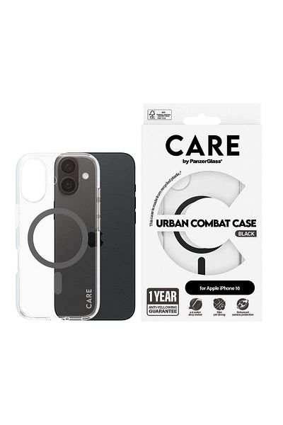 PanzerGlass Panzerglass Care iPhone 16 Urban Combat - Magsafe Black Case