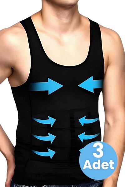 Uniquetrenders Ανδρικό Body Shaper Chest and Belly Tightening Συσφιγκτικό αναπνεύσιμο κορσέ 3 τεμαχίων