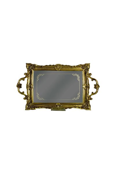 GİTTİGİTTİ Gold Black Polyester Rectangular Epoxy Glass Tray