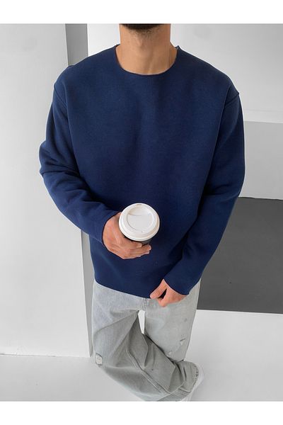 NO1 KONSEPT Μπλουζάκι Navy Blue Laser Cut Oversize Basic