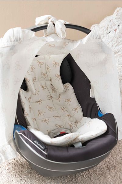 Atelier Babbi Beige and Ribbon Stroller Cushion