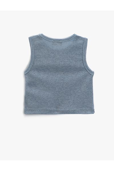 Koton Glitzerndes, schmal geschnittenes Crop-Tanktop mit Rundhalsausschnitt - ärmellos