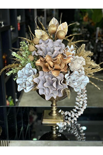 TASARIMHMODA Yapay Çiçekli Antik Kare Ayaklı Vazo No:10