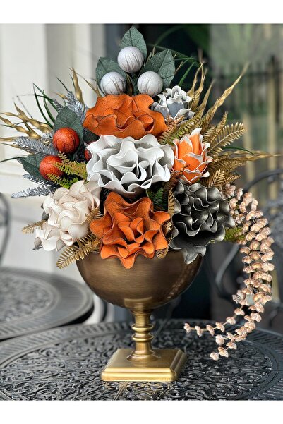 TASARIMHMODA Yapay Çiçekli Antik Kare Ayaklı Vazo No:7