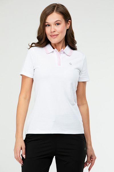 speedlife Λευκό Slim Fit βασικό 100% βαμβακερό κοντό μανίκι πόλο γυναικείο μπλουζάκι SF0684