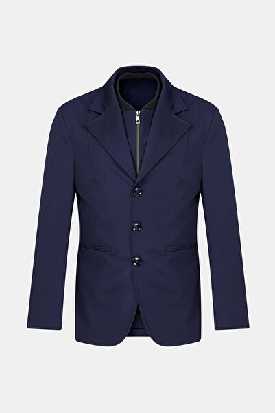 W Collection سترة زر زر الأزرق الداكن